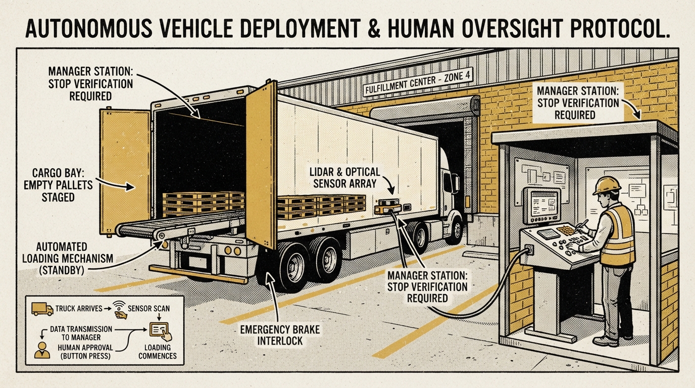 Amazon Rolls Out Autonomous Trucks, Still Requires Human Managers to Approve Every Stop